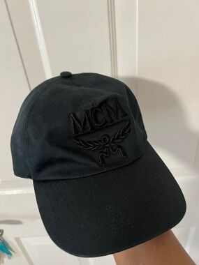 MCM Black Embroidered Logo Cap